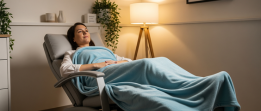 A patient receiving advanced TMS treatment
