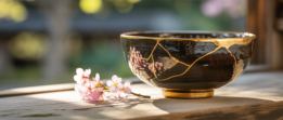 A Kintsugi bowl repaired with gold, symbolizing healing from trauma with strength and beauty